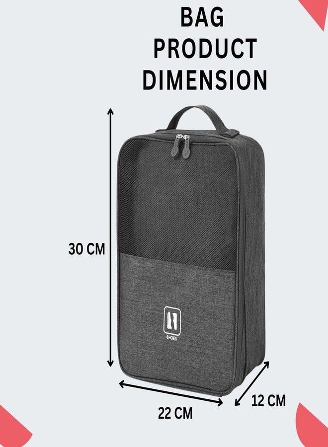 MobFest Shoe Bag Polyester Pouch 3 in 1 Large Capacity Waterproof Durable Breathable Organizer Holder for Travel, Business Trips, Gym, Multi-Functional, Convenient to Carry Grey - Image 2